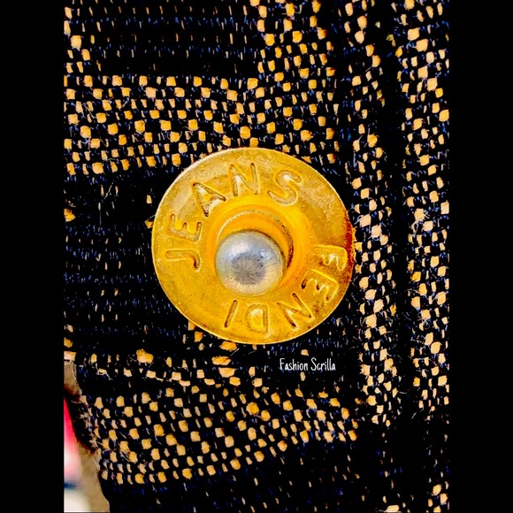 Fendi Vintage Black Brown Monogram FF Logo Zucca print HighWaist Jeans Trousers - Picture 3 of 16